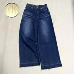 ヤヌーク　ハイウエストワイドデニムパンツ　23　ストレッチ　カットオフ　日本製のサムネイル
