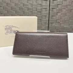 BURBERRY ダークブラウン レザー 長財布 箱付き