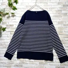ユニクロ　UNIQLO　トップス　ボーダー　ネイビー　長袖　М　ホワイト