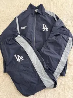 MLB メジャーリーグベースボール ナイロン セットアップ ネイビー LA