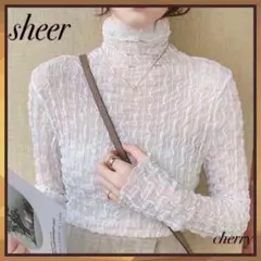 シアー トップス 白 トレンド タートル レディース ハイネック シースルー