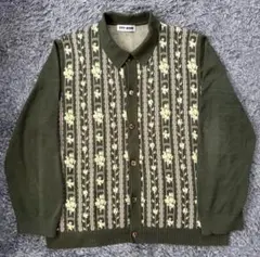 ttt msw カーディガン　ニット フラワー 緑　22ss