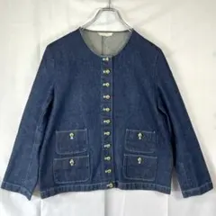 PINK HOUSE デニムジャケット 金ボタン ノーカラー インディゴ