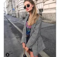 ZARA 千鳥柄ジャケット　ダブルジャケット