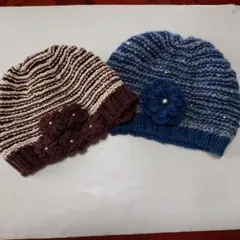 ストライプデザインの帽子2点セット