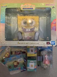 スポンジボブ一番くじ　A賞　ソフビライト D,E,F賞　フィギュアグラスセット