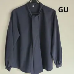 GU　ボウタイブラウス　XL　ネイビーのサムネイル