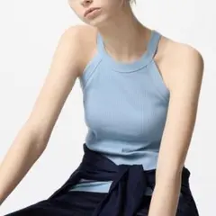 ホルターネックブラタンクトップ ライトブルー M