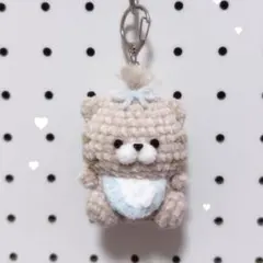 赤ちゃん猫 ねこ あみぐるみ キーホルダー 水色
