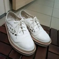 ZARA ホワイト 厚底 レースアップ シューズ　35 22.5㎝