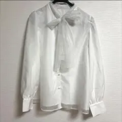 クレット　オーガンジー　リボン　ブラウス　ホワイトのサムネイル