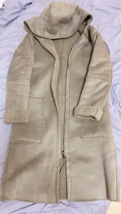 ZARA BASIC フード付きムートンコート ベージュ