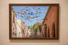 色彩豊かな坂の街の風景 （映画リメンバー・ミーを思わせる世界観） A4ポスター