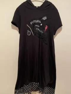 即購入⭕️ sunaokuwahara フード付き黒ワンピース