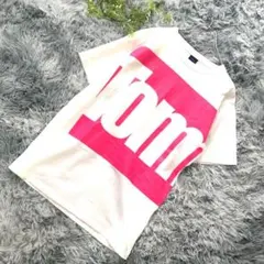 Tommy【M〜L】春夏◎ビッグロゴ半袖Tシャツ 白×ピンク オーバーサイズのサムネイル
