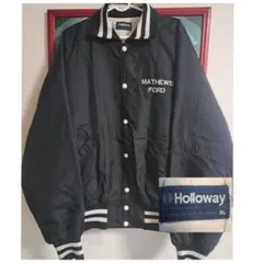80s　USA製Holloway　黒　襟付きスタジャン　ヴィンテージ　レア