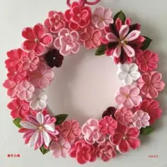 ✿つまみ細工桜リース✿（大きめ）