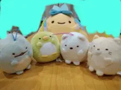 すみっコぐらし　５点セット　推し活みにっコぬいぐるみ　ゴムひも付きマスコット