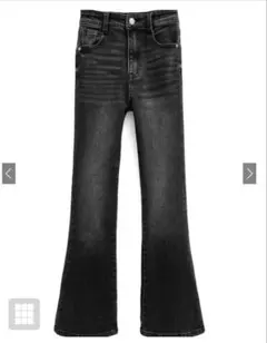 GRL ハイウエストフレアデニムパンツ[cu498] ブラック M