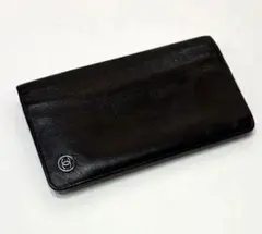 シャネル　二つ折り財布　ココボタン ウォレット ロゴ　長財布　黒