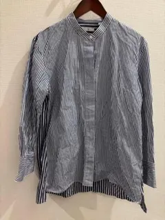 ユニクロ　プラスJ スーピマコットンスタンドカラーストライプシャツ（長袖） XL