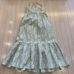 eimy istoire 花柄シャーリングティアードキャミワンピース グリーン