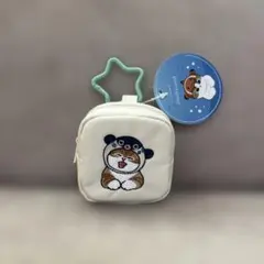 mofusand カラビナつき刺繍スクエアミニポーチ　ホワイト