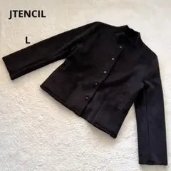 【美品】ステンシル　ジャケットコート　ハイネック ベルベット　裏ボアファー　L