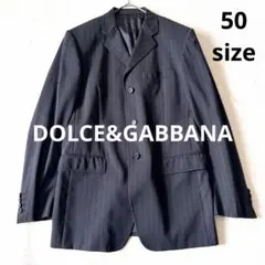 ドルチェ&ガッバーナ テーラードジャケット 50 ストライプ ウール ブラック