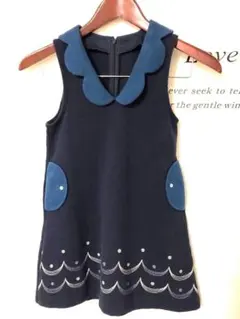 アプレレクール120サイズ　ネイビー スカラップカラー ジャンバースカート