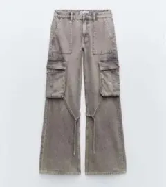 ZARA MID-RISE TRF CARGO JEANSカーゴデニムパンツ40