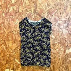 SUPER HAKKA 膝丈ワンピース フレア 花柄 総柄 ネイビー レディース