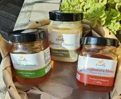 3点セットワイルドフラワー、クリム菜の花はちみつとリンデン巣蜜