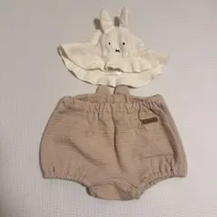 petit main ウサギ耳付き帽子とパンツセット
