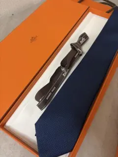 【美品】HERMES エルメス ネクタイ《サントノーレ》 ネイビー ブルーのサムネイル