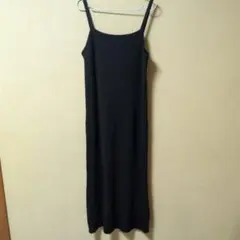GU リブ編み ブラック キャミワンピース
