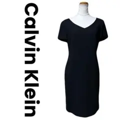 訳あり CalvinKlein カルバンクライン ワンピース 半袖 Vネック 黒