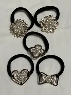 ◻︎ パール装飾　ヘアゴム　5個セット　まとめて