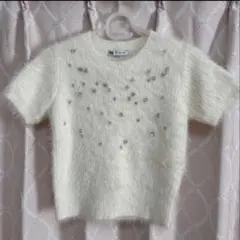 美品！ZARA フェイクファーセーター ラインストーン　半袖