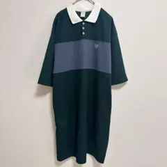 179/WG ニコルクラブ ポロワンピース 深緑 レトロ ゆるだぼ 刺繍ロゴのサムネイル