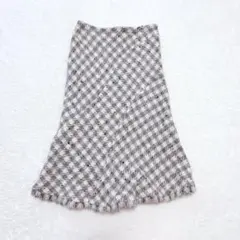 ♡リフレクト♡ ロングフレアスカート　マーメイド　フリンジ　ウール混　大人可愛い