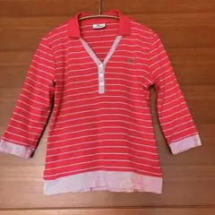 LACOSTE ピンク ストライプ ポロシャツ DF077S JG:12