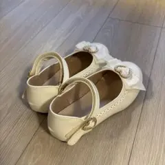 ホワイト フォーマルシューズ リボン付き