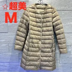 超美✨ユニクロ　ベージュ　ウルトラライトダウンロングコート　ほぼ未使用