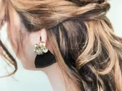 コットンパールピアス×オーガンジーp_Bl