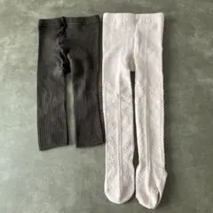 アプレレクール　スパッツ（茶色）とタイツ（ベビーピンク）のセット　80-90cm