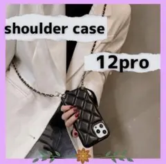 人気　iPhoneケース 12 ショルダー スマホケース スマホショルダー 黒