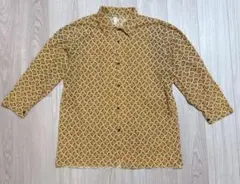 【一点物】80s ユーロヴィンテージ 総柄シャツ L 幾何学 レトロ古着