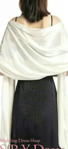 ホワイト サテン ショール ブライダル