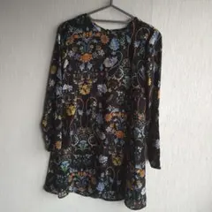 花柄 長袖チュニック　Мサイズ